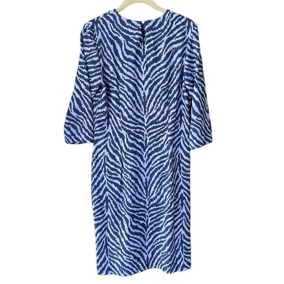 J. McLaughlin Navy Zebra Strip Catalina Cloth Long Sleeve Dress - Picture 2 of 8